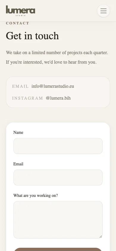 Contact form on a phone.