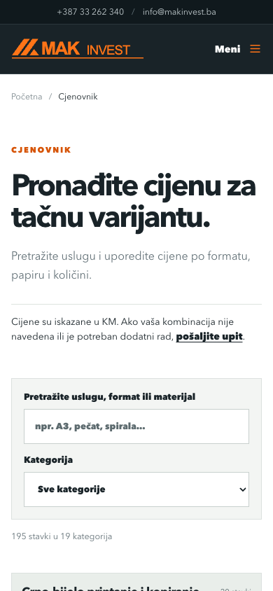 MAK Invest · Preise nach konkreter Variante